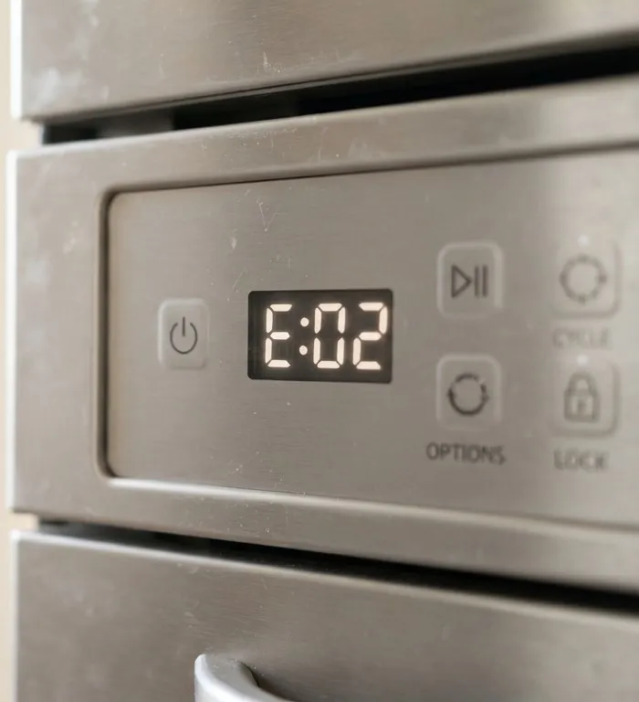 Appliance control panel showing an error code on its display