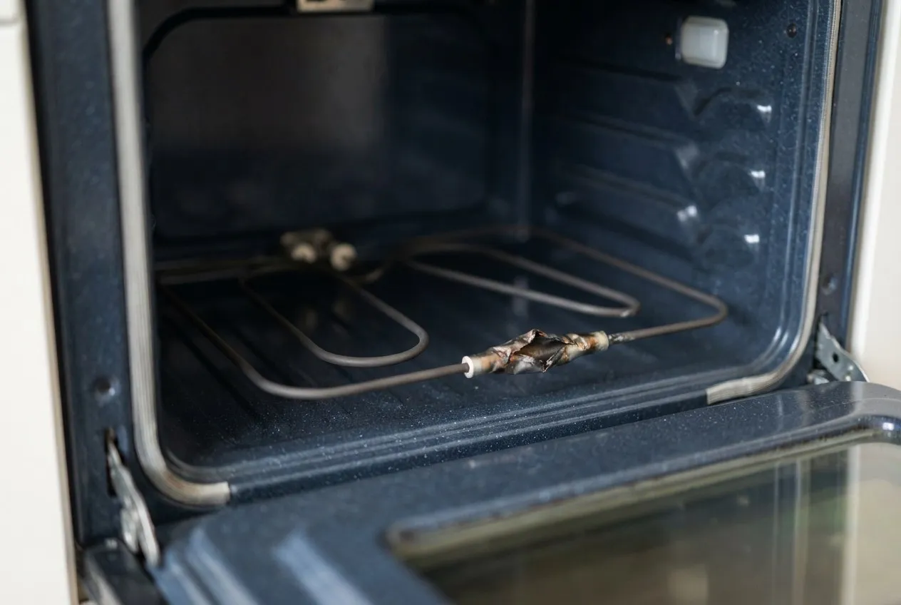 Electric oven interior showing the bake element across the floor